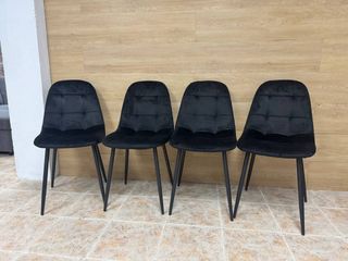Conjunto 4 Sillas Comedor Terciopelo Negro