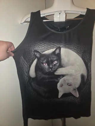 Camiseta sin mangas con gatos Yin Yang