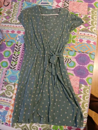 Vestido verde estampado mujer muy fresquito