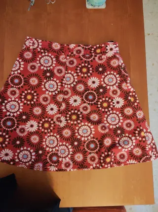 Falda denim estampada floral