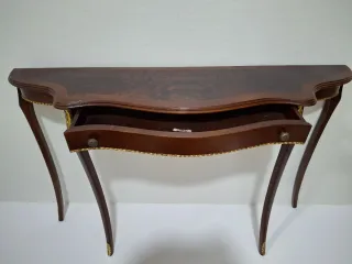 Consola Mueble Entrada Madera Marrón y Dorado