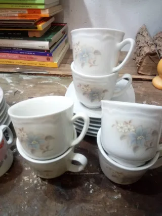 Juego de 6 tazas de café de porcelana