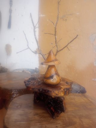 Centro de mesa rústico seta madera