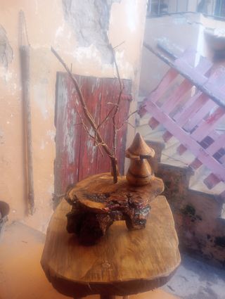 Centro de mesa rústico seta madera