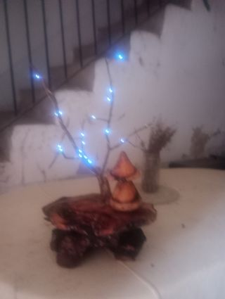 Centro de mesa rústico seta madera