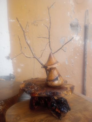 Centro de mesa rústico seta madera