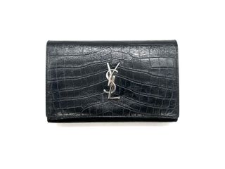 Bolso Clutch Saint Laurent Negro Cocodrilo