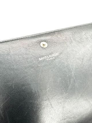 Bolso Clutch Saint Laurent Negro Cocodrilo