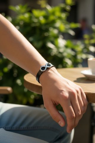 Pulsera Cuero y Acero Infinito