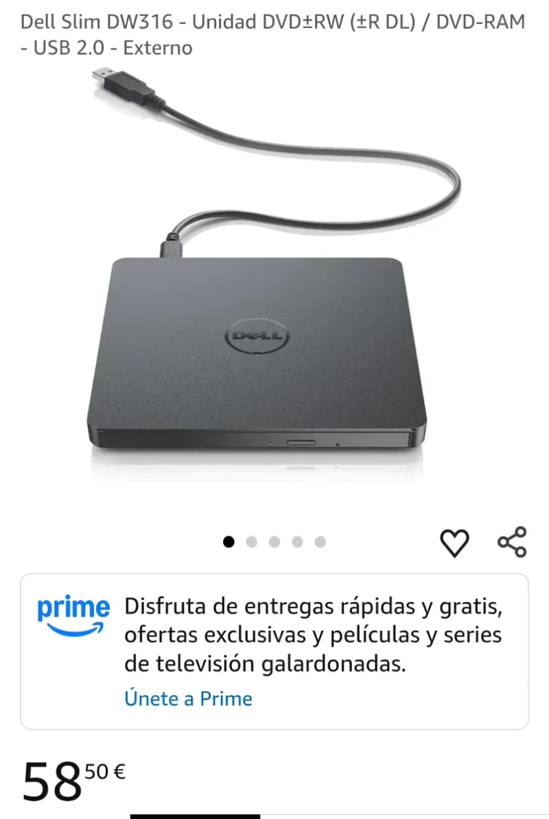 Dell Slim DW316 - Unidad DVD±RW (±R DL) / DVD-RAM afbeelding 2