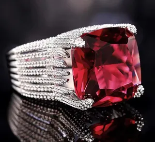 Anillo Hipérbole Rojo y Plateado