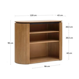 Estantería Licia de madera maciza de mango y metal pintado negro 120 x 90 cm.