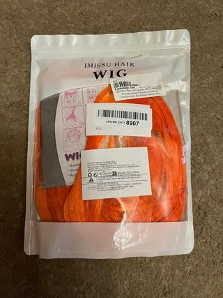 Peluca Naranja Larga Cosplay Anime Manga