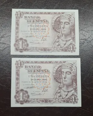 2 Billetes 1 Peseta 1948 Banco de España