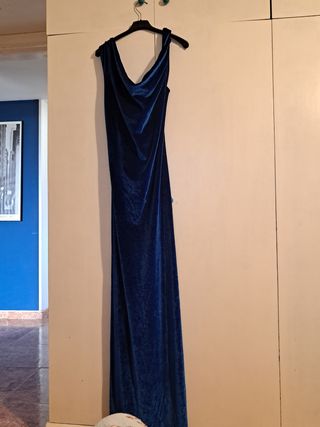 Vestido fiesta azul con pedrería