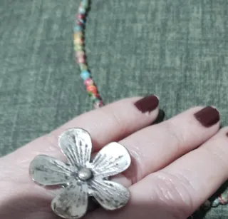 Collar Jaspe Imperial Multicolor y Anillo de flor