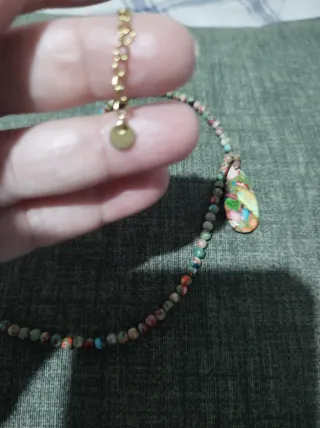 Collar Jaspe Imperial Multicolor y Anillo de flor