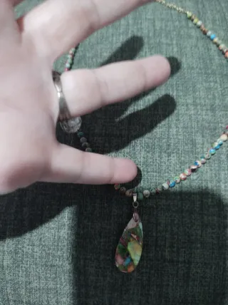 Collar Jaspe Imperial Multicolor y Anillo de flor