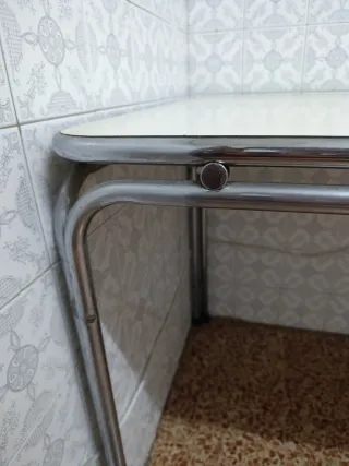 Mesa Cocina/Comedor Plata y Blanca