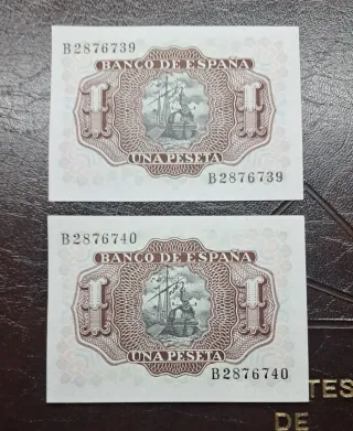 Billetes 1 peseta 1953 consecutivos