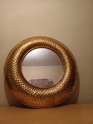 Espejo Redondo Dorado Metal 85x85cm
