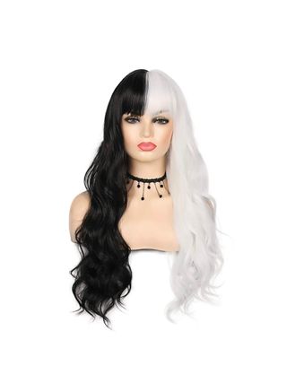 Peluca Larga Cosplay Anime Negra y Blanca