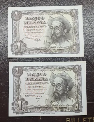 2 Billetes 1 Peseta 1951 Banco de España