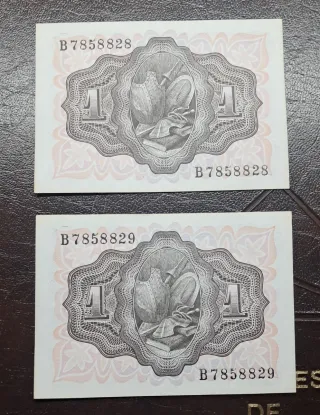 2 Billetes 1 Peseta 1951 Banco de España