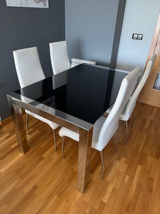 Mesa Comedor Extensible Cristal y Metal