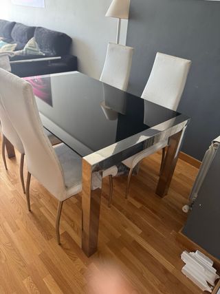 Mesa Comedor Extensible Cristal y Metal