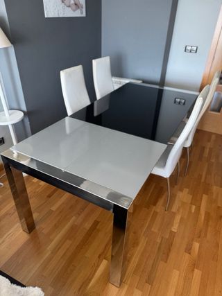 Mesa Comedor Extensible Cristal y Metal