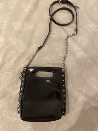 Bolso Pequeño Negro Cadena Plata. Sin uso