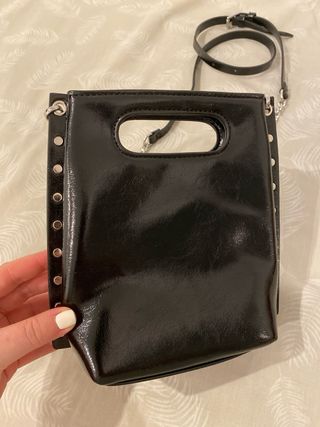 Bolso Pequeño Negro Cadena Plata. Sin uso