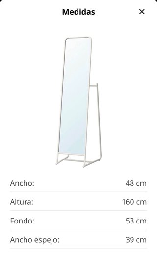 Espejo de pie Ikea blanco