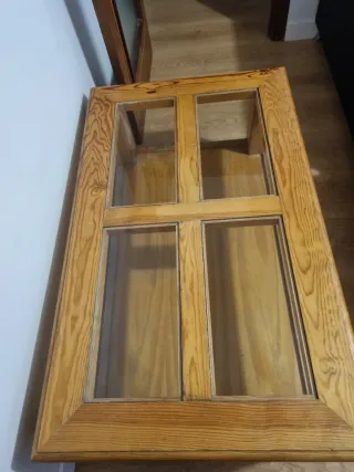 Mesa centro madera maciza y cristal