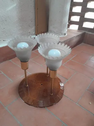 Lámpara de salón madera y cristal