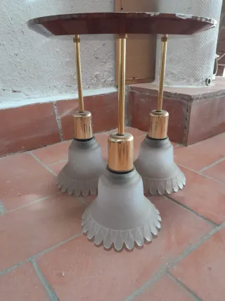 Lámpara de salón madera y cristal