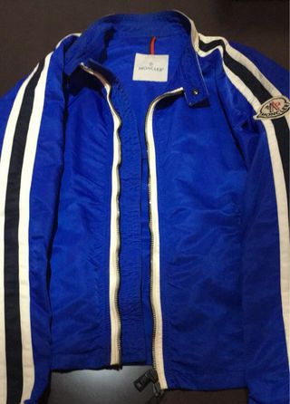 Chaqueta Moncler Azul Rayas Blancas/Negras