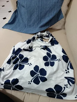 Blusa Verano Flores Azul Blanco Talla Única