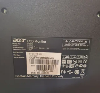 Monitor LCD Acer X163W 16 pollici