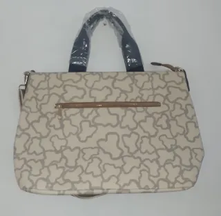 Bolso Beige y Gris con Estampado