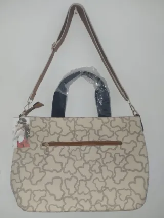 Bolso Beige y Gris con Estampado