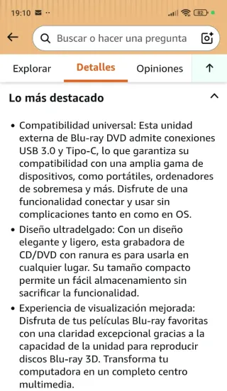 Reproductor Grabador DVD/Blu-Ray Externo USB-C