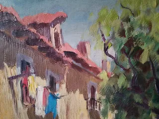 Óleo paisaje de León firmado