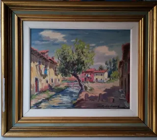 Óleo paisaje de León firmado