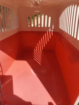 Transportín perro/gato rosa y blanco