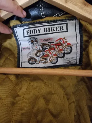 Chaqueta de cuero Eddy Biker Negra