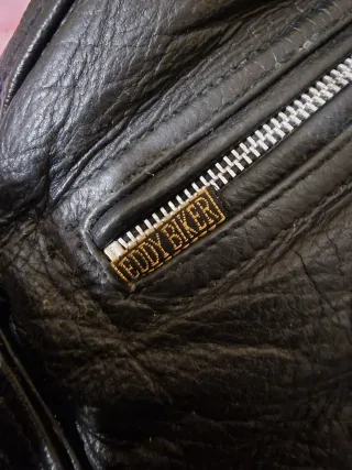 Chaqueta de cuero Eddy Biker Negra