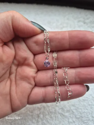 Colar Aço Inoxidável com Pedra rosa