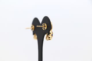 PENDIENTES OSO CON CIRCONITAS AZUL.